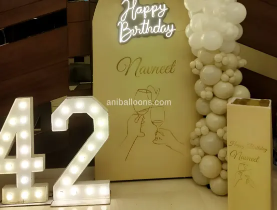 Golden and White Flex Balloon Decoration