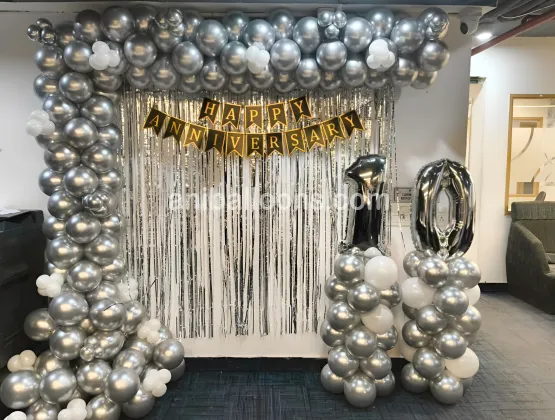 Silver Chrome Balloon Backdrop