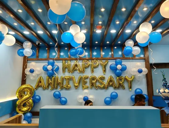 Elegant Blue and White Anniversary Decoration