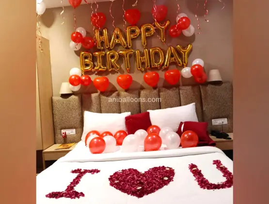 Romantic Birthday Decor with Rose Petals