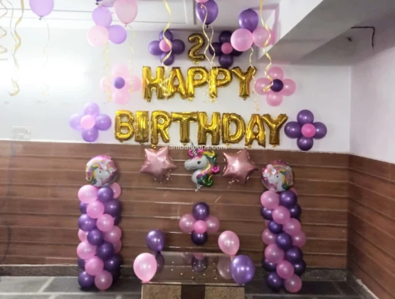 Cartoon Theme Balloon Decoration for Kids Birthday at Home in Delhi NCR