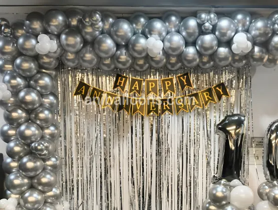 Anniversary Chrome Balloon Backdrop