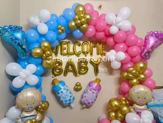 Blue and Pink Welcome Decoration