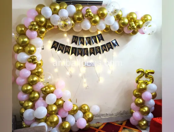 25th Anniversary Pink Theme Decor