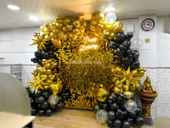Black & Golden Sparkle Balloon Decor