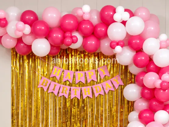 Pink Birthday Theme Balloon Decor