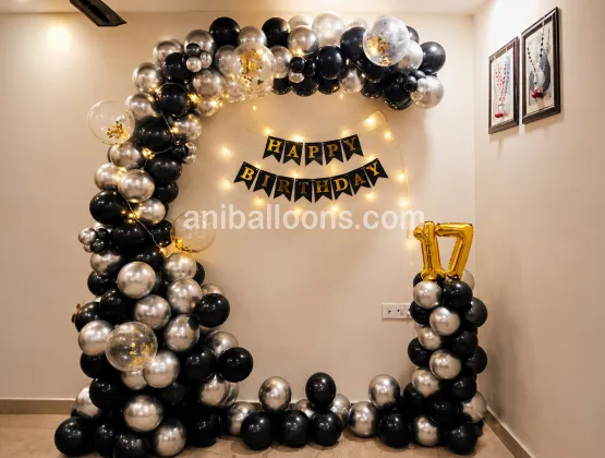 Black Silver Balloon Decoration