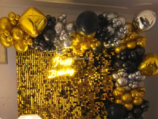 Golden and Silver  Birthday Balloon Decor