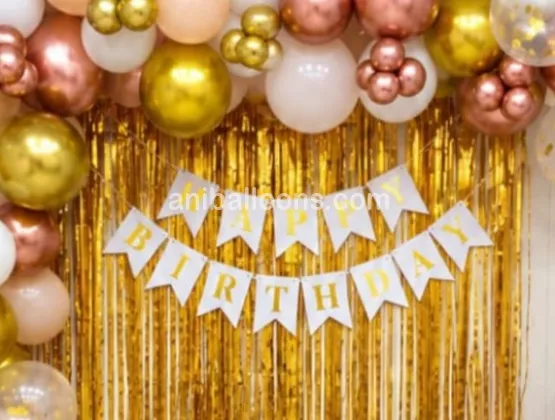 Elegant Birthday Golden Balloon Decor