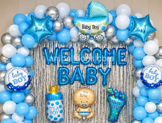 Baby Boy Welcome Backdrop Decoration