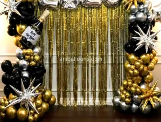 New Year Balloon Decor on Wall